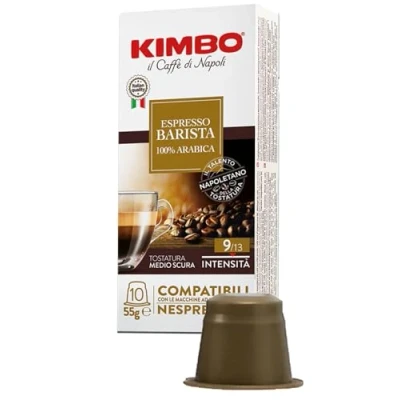 Afbeelding van Kimbo 120 koffiecapsules, 100% Arabica, compatibel met Nespresso*, intensiteit 9 van 13, etui 10 capsules