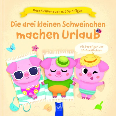 Afbeelding van Geschichtenbuch mit Spielfigur Die drei kleinen Schweinchen machen Urlaub