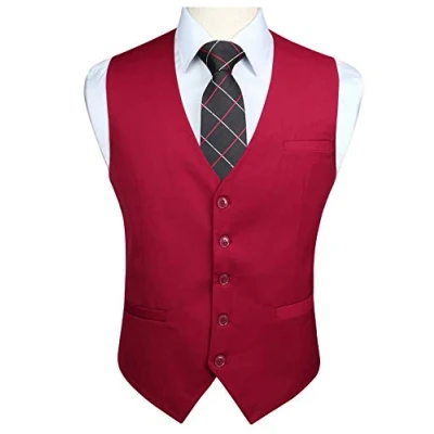 Afbeelding van Enlision Feestelijk vest voor heren, effen, maat XS 4XL, Bourgondië