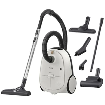 Image de AEG Hygienic 6000 Aspirateur Avec Sac, AB61H6SW, Moteur Puissant, Sols Durs &amp; Tapis, S bag Anti Allergy, Filtre Lavable, Embout Silencieux, Rayon d&#039;Action de 12 Mètres, 73 dB, Shell White
