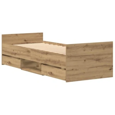 Afbeelding van vidaXL Bedframe zonder Matras Artisan Eiken 75x190 cm Bewerkt Hout