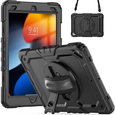 Afbeelding van Accezz Tablet Hoes Geschikt voor iPad Pro 10.5 (2017) / Air (2019) Rugged Backcover Shoulder Strap Zwart