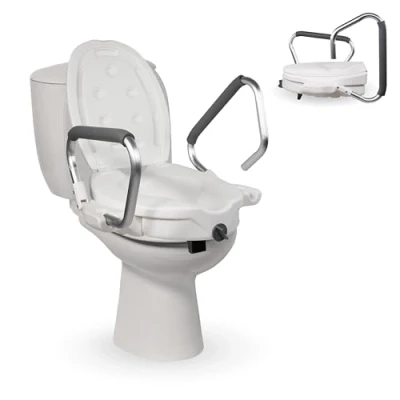 Afbeelding van Mobiclinic Guadiana Toiletverhoger WC verhoger Max. 100 kg Toilet verhogen Voor gehandicapten en senioren Met deksel armleuningen de meeste toiletten Wit