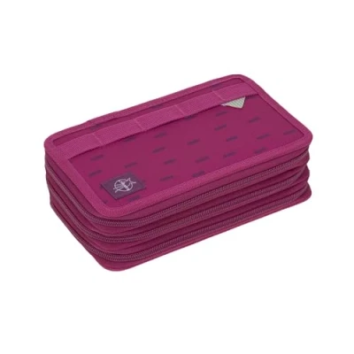 Afbeelding van LÄSSIG pennenetui gevuld 20 delig School Triple Pencil Case Unique, spekles berry,