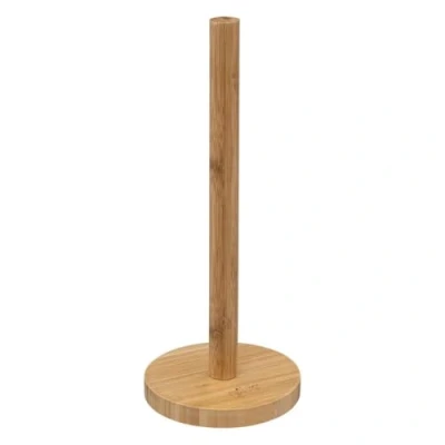 Afbeelding van Ronde keukenrolhouder naturel 12,5 x 32 cm van bamboe hout Keukenpapier houder Keukenrol