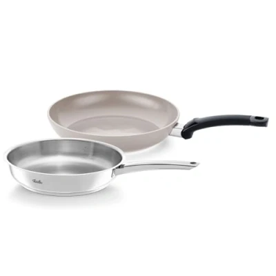 Afbeelding van Fissler Set van 2 keramische pannen met Ceratal Classic coating (Ø 28 cm) &amp; Pure Collection pan ongecoat roestvrij staal 24 cm), gemaakt in Duitsland geschikt voor inductie
