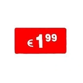 Afbeelding van Prijskaartjes 1,99 Euro Set van 1000 verwijderbare rode rechthoekige stickers