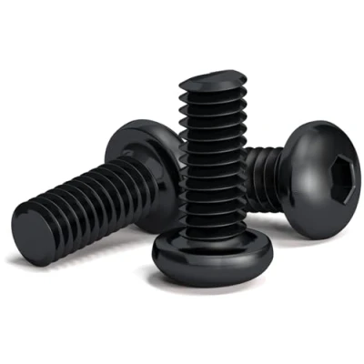 Afbeelding van Lot de 200 vis noires M2,5 x 6 mm avec Tête ronde hexagonale pour clé Allen en alliage d&#039;acier classe 12.9. Longueur : mm. bouton ISO 7380. Acier trempé au carbone haute dureté