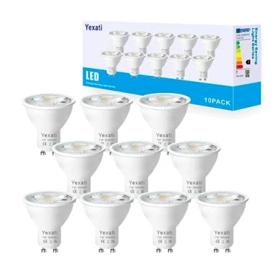 Afbeelding van Yexati Ledlamp Gu10,7 W (komt overeen met halogeen 80 W, flikkervrij, 660 lumen, koud wit 6000 K, niet dimbaar, AC 220 240 V, stralingshoek 120 graden, 10 stuks