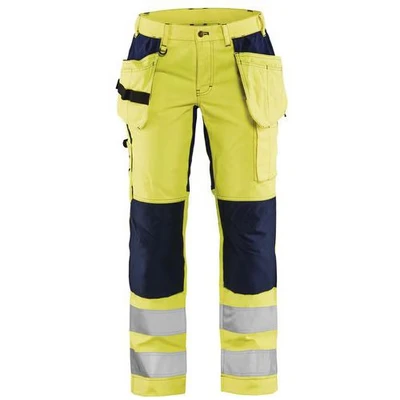 Image de Pantalon haute visibilité stretch femme jaune fluorescent/marine