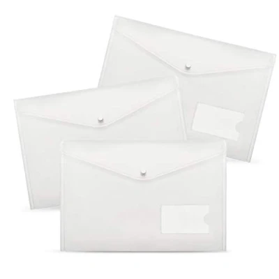 Afbeelding van 20 stuks kunststof hoesjes, A4, transparante hoes, drukknopvak, met klep, A4 documententas kaarthouder, voor het organiseren van documenten