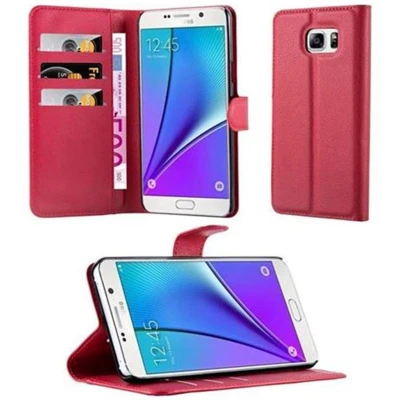 Afbeelding van Cadorabo Hoesje geschikt voor Samsung Galaxy NOTE 5 in KARMIJN ROOD Beschermhoes met magnetische sluiting, standfunctie en kaartvakje Book Case Cover Etui