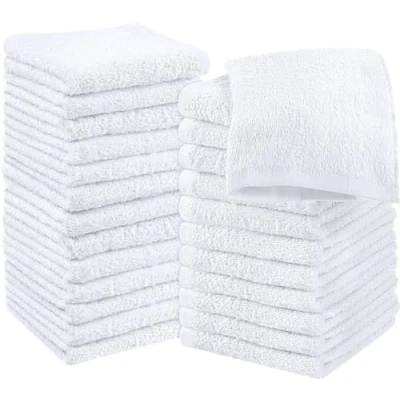 Afbeelding van Utopia Towels Set van 24 handdoeken, 30 x cm, met ophanglussen, absorberende washandjes voor het afvegen en reinigen gezicht, 100% katoen (wit)