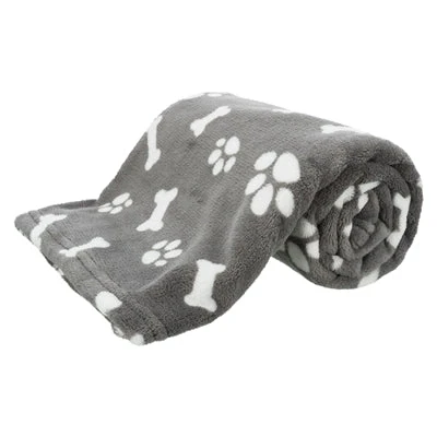 Afbeelding van Trixie Hondendeken Kenny Fleece Bot / Pootjes Grijs 75X50 CM (398713)