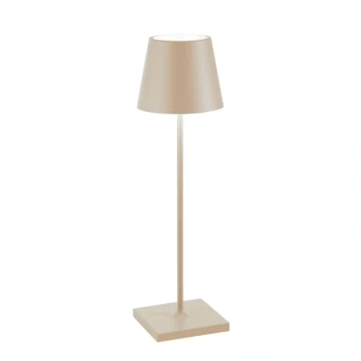 Afbeelding van Zafferano Poldina Pro Tafellamp Oplaadbare Buitenlamp Crème IP65 Spatwaterdicht Bureaulamp Snoerloos Dimbare LED Lamp Tuinlamp met Draadloos Oplaadstation 38 cm x Ø 11cm