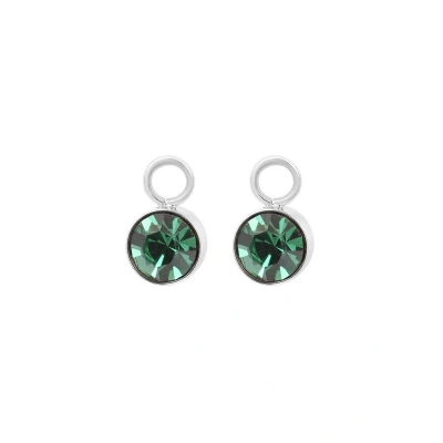 Afbeelding van Stone Emerald iXXXi Hoop Charms Silver