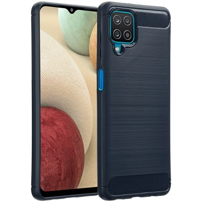 Afbeelding van imoshion Hoesje Geschikt voor Samsung Galaxy A12 Siliconen Brushed Backcover Donkerblauw