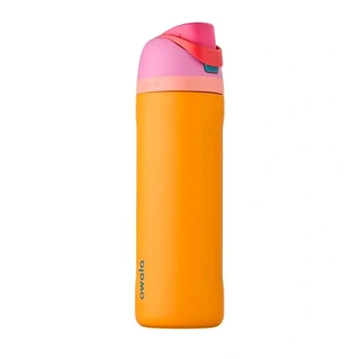 Image de Owala FreeSip Bouteille d&#039;eau isotherme en acier inoxydable avec paille pour le sport et les voyages, sans BPA, 710 ml, orchidée/orange (tropical)