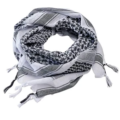 Image de Brandit Shemag Écharpe PLO Palestinien Arafat 110x110 cm 100% Coton Plusieurs Couleurs, blanc/noir,