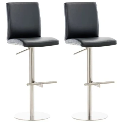 Image de CLP Lot de 2 tabourets bar Cadiz en similicuir , Acier inoxydable/Noir