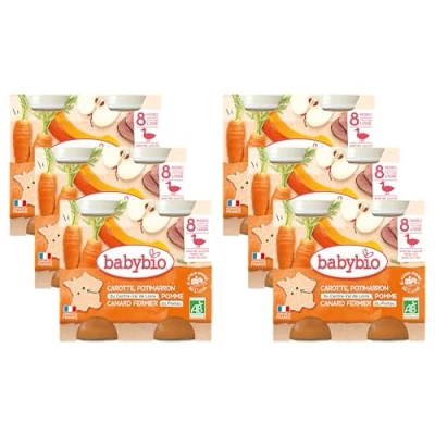 Afbeelding van Babybio Wortelpotten pompoen appel/eend Poitou boer 400 g 6 stuks