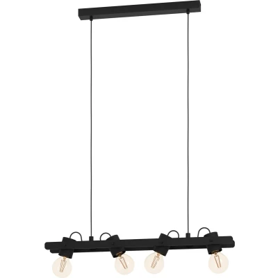 Afbeelding van EGLO Plimsoll Hanglamp E27 77 cm Zwart Staal/Hout