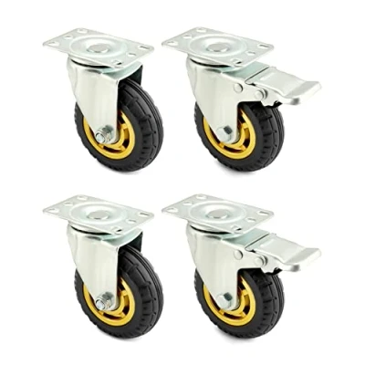 Afbeelding van QWORK® Set van 4 zware wielen 100 mm tot 70 kg per voor meubelverhuizing en industrieel gebruik (2 + 2 remwielen)