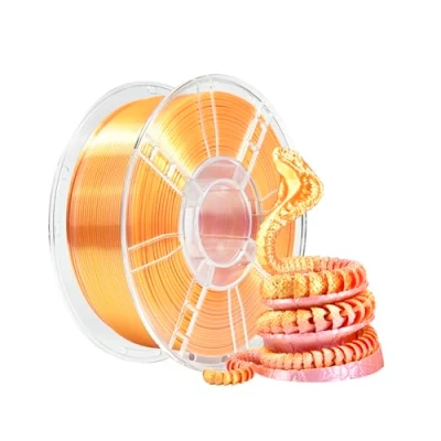 Afbeelding van iBOSS PLA+ filament voor 3D printers, PLA Plus 1,75 mm, tweekleurig zijdefilament, coëxtrusie, printfilament, glanzend, 1 kg, goudpoeder