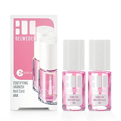Afbeelding van BELWEDER AHA Nagellak versterkend 2 x 7,5 ml voor verzwakte, dubbele en broze nagels transparant versterkt glad verrijkt met fruitzuren