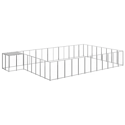 Afbeelding van vidaXL Hondenkennel 30,25 m² staal zilverkleurig