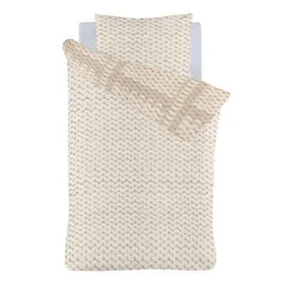 Afbeelding van iSeng Reverse Knit Dekbedovertrek Eenpersoons 140x200/220 cm Ecru
