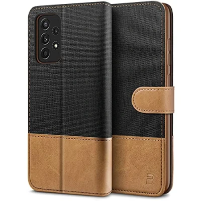 Afbeelding van BEZ beschermhoes voor Samsung A52S, A52S 5G, Galaxy A52 van PU leer, portemonnee, haak, muntvak, magneetsluiting, zwart