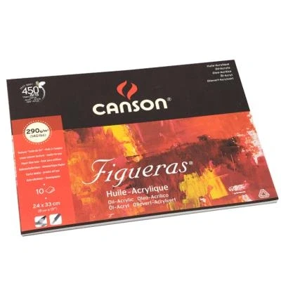 Image de Papier pour l&#039;huile Figueras bloc de 10 feuilles 290g 24 x 33cm grain toilé