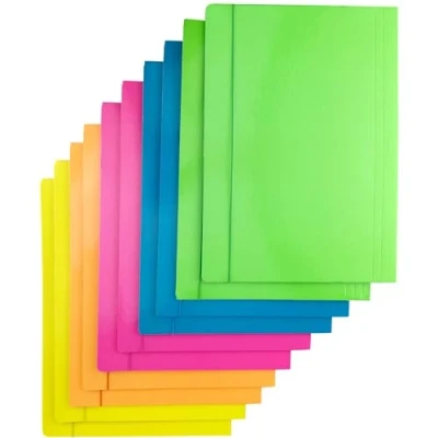 Afbeelding van D.RECT 10 stuks (2 per kleur, 5 x 2) neon van karton, map met elastiek, elastiek voor DIN A4, 3 kleppen 350 g, meerkleurig