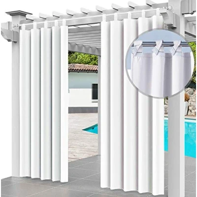 Afbeelding van Waterdicht en winddicht buitengordijn, 220 x 155 cm, uv stralingswerend, voor terras, veranda, pergola, strandhuis, breedte cm lengte (2 panelen), wit [129]