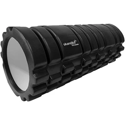Afbeelding van Skandika foam roller Foamrollers Massage Fascia Losmaken van het bindweefsel Stabilisatie de musculatuur Medium hardheid Met oefenposter en DVD 14cm x 33cm 920g Spierherstel zwart