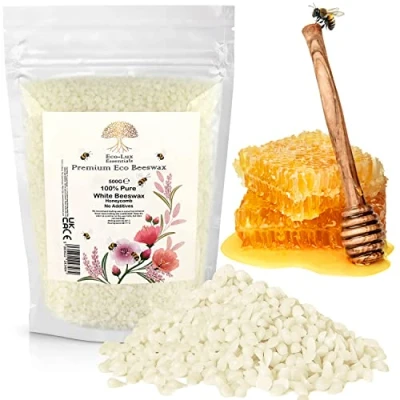 Afbeelding van Eco Lux Essentials bijenwas, 100% pure natuurlijke biologische granulaat, wit, 500 g