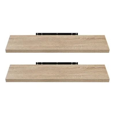 Afbeelding van EUGAD Set van 2 moderne houten wandplanken, 120 x 22,9 3,8 cm, geel eiken, 0120QJ