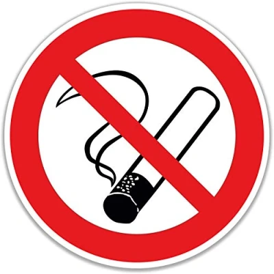 Afbeelding van 15 stuks rookverbodenstickers, 6,9 x cm, met uv bescherming, voor binnen en buiten, rookverbod op sigaretten STROBO