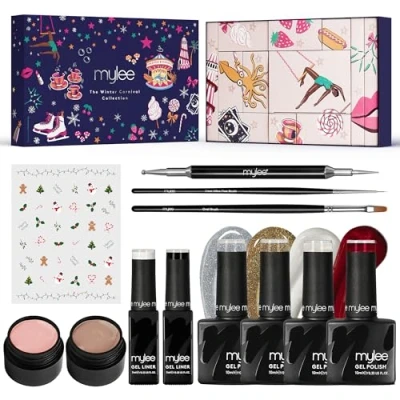 Afbeelding van Mylee Winter Carneval Collection Gel Nagellak + Accessoires Set UV/LED Soak Off Nail Art Manicure Pedicure, Professioneel, Salon &amp; Thuisgebruik [Kerstmis 2023] Langdurig en gemakkelijk aan te brengen