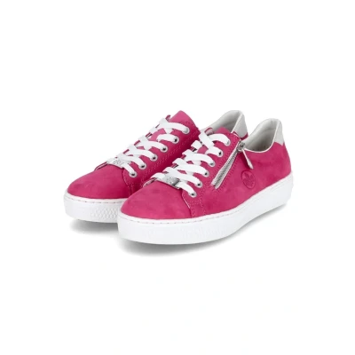 Afbeelding van Rieker Sneakers laag, Dames, Maat: 42, Rose pink Leer/ synthetisch