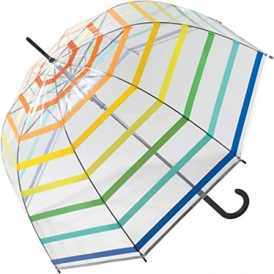 Afbeelding van Benetton Dip Dye transparante automatische klokparaplu, Transparant/meerkleurig, Paraplu bel