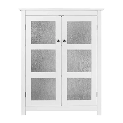 Afbeelding van Teamson Home Badkamerkast Connor Houten Staande Kastje Met 2 Glas Deuren en Planken Wit