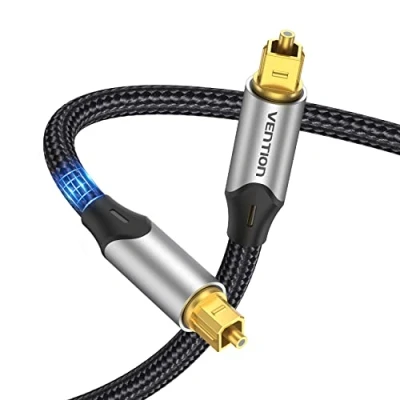 Afbeelding van VENTION 1 m Toslink optische kabel, S/PDIF digitale audiokabel, gevlochten en verguld, met aluminium schaal, glasvezelkabel voor soundbar, stereo installatie, thuisbioscoop, PS4,