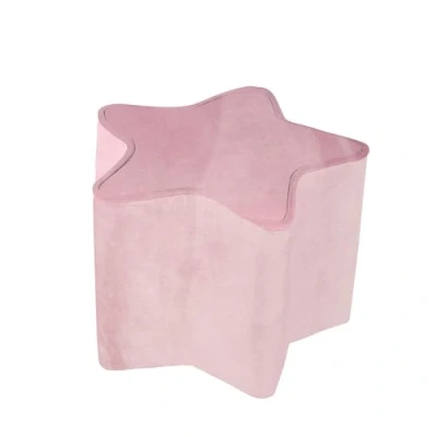 Afbeelding van roba Lil Sofa kinderkruk in hartvorm comfortabele roze fluwelen kruk gevoerde zitzak voor kinderkamer zithoogte 24 cm