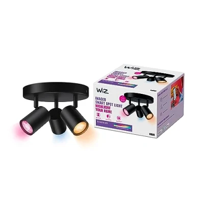Afbeelding van WiZ 8719514554535 IMAGEO Spots 3x5W B 22 65K RGB RD LED plafondlamp GU10 15 W Zwart