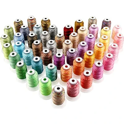 Afbeelding van New brothread 50 veelkleurige polyestergaren borduurmachine voor Brother/Babylock/Janome/Singer/Kenmore Machine 500 m (550Y) / spoel
