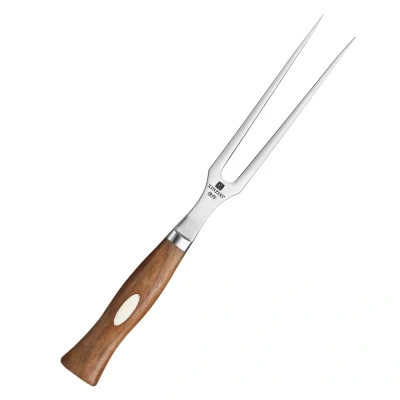 Afbeelding van Professionele RVS vleesvork / keukenvork trancheervork Handvat van Walnoothout Xinzuo B46W Series
