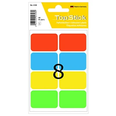 Afbeelding van TopStick 10 stuks huishoudlabels huishoudelijke etiketten papier mat 26x40mm 50 zelfklevende vellen om te beschrijven handschrift 400 kleurrijk