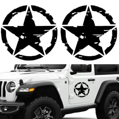 Afbeelding van Militaire ster sticker (zwart, 25 x cm)